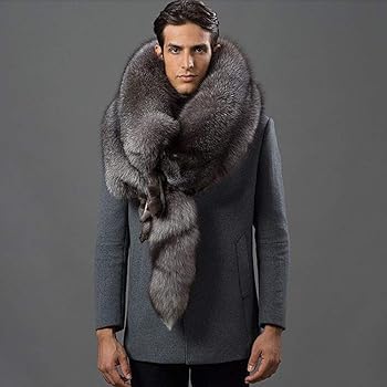 小物 omar afridi PADDED LONG FUR SCARF Real Fox Fur Scarf - Men's Super Big King Fur Collar Shawl